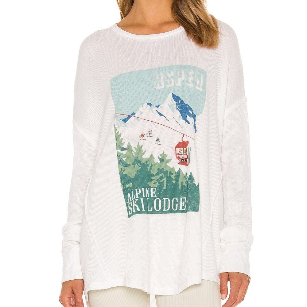 Show Me Your Mumu Bosco Ski Long Sleeve Top White Green Size Medium